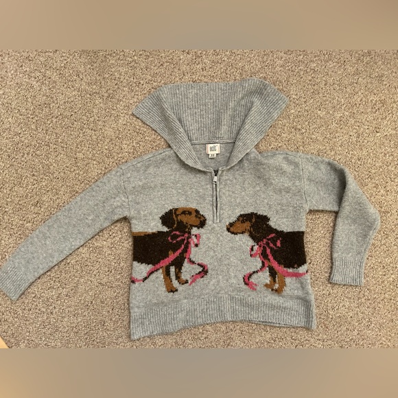 Urban Outfitters Quarter Zip Grey Dogs Print Sweater size M - Picture 7 of 11